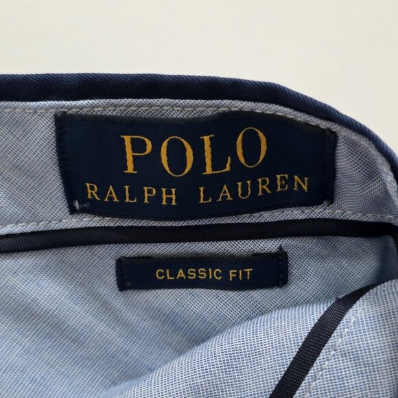 Polo Ralph Lauren Chino Shorts Mens 42 Navy Pockets Zip Cotton Classic Fit 9" - Picture 3 of 16